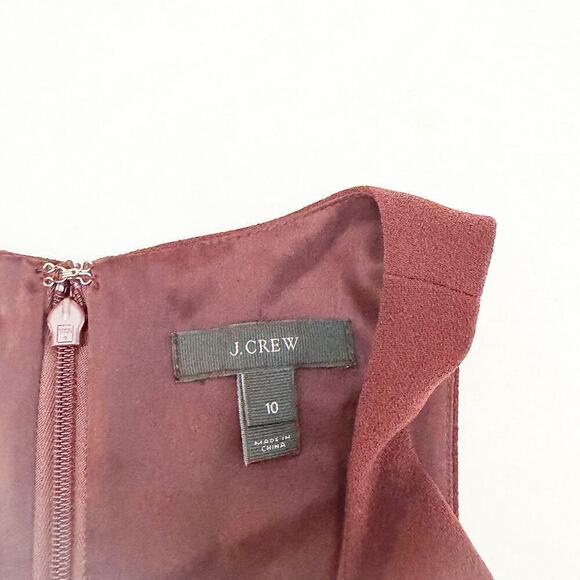 J. Crew Burgundy Sleeveless Shift Straight Dress Size 10 - Picture 2 of 6